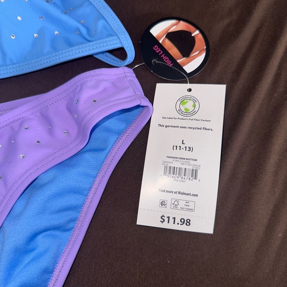 Tri-Color Rhinestone Bikini Set - Lavender, Blue & Mint - Picture 3 of 4